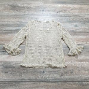 Malik Womens Size 2 Open Mesh Blouse Cover Up Party Dance Event Top Tan Beige